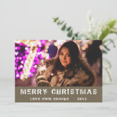 Moderne kerstfeestdag foto feestdagenkaart (Staand voorkant)