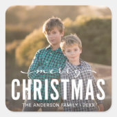 Moderne kerstfeestdag foto vierkante sticker (Voorkant)