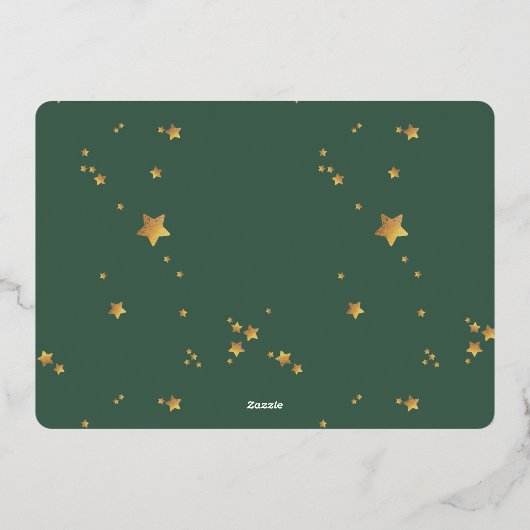 Moderne kerstfeestdag - geperste sterren folie feestdagenkaart (Achterkant)