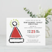 Moderne kerstfeestdag in de Rode Kerstmis Kaart (Staand voorkant)