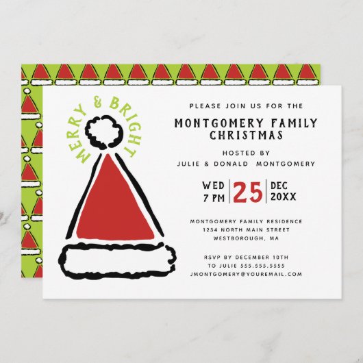 Moderne kerstfeestdag in de Rode Kerstmis Kaart (Voorkant / Achterkant)