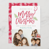 Moderne kerstfeestdag in penseel 3-foto feestdagenkaart (Voorkant / Achterkant)