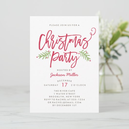 Moderne kerstfeestdag in penseel script kaart (Staand voorkant)