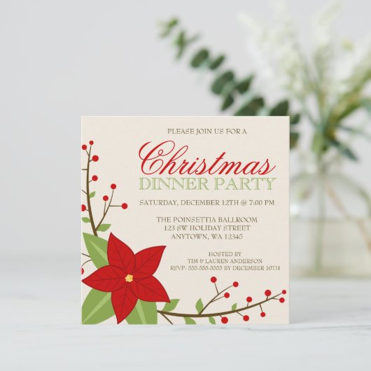 Moderne kerstfeestdag in Poinsettia Kaart (Staand voorkant)