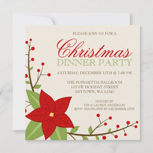 Moderne kerstfeestdag in Poinsettia Kaart (Voorkant)
