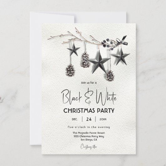 Moderne kerstfeestdag in zwart-wit kaart (Voorkant)