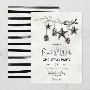 Moderne kerstfeestdag in zwart-wit kaart