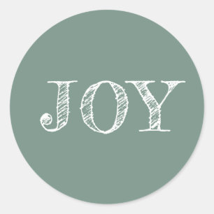 Moderne kerstfeestdag Joy Dusty Green Ronde Sticker
