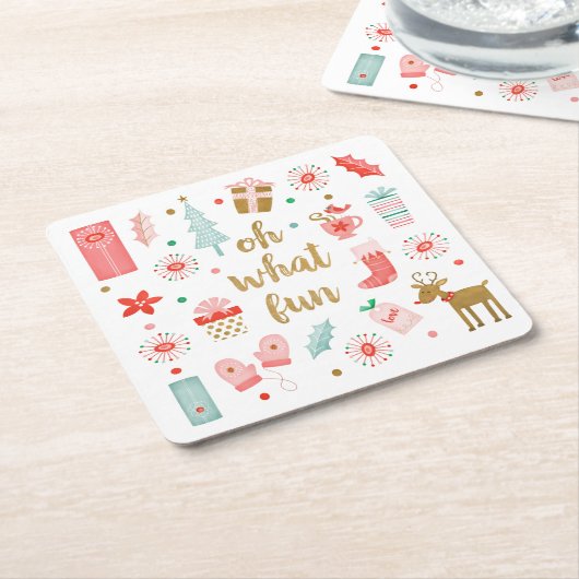 Moderne kerstfeestdag kartonnen onderzetters (Schuin)
