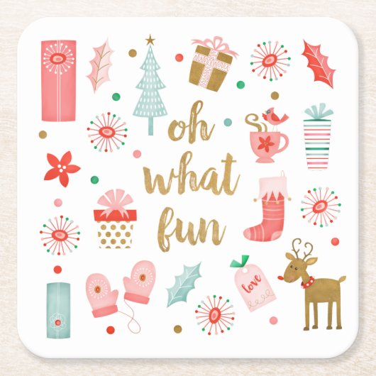 Moderne kerstfeestdag kartonnen onderzetters (Voorkant)