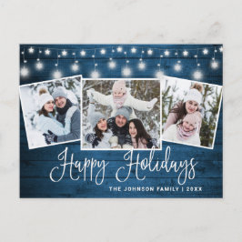 Moderne kerstfeestdag met 3 foto's briefkaart