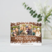 Moderne kerstfeestdag met 3 foto's briefkaart (Staand voorkant)