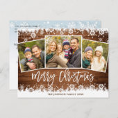 Moderne kerstfeestdag met 3 foto's briefkaart (Voorkant / Achterkant)