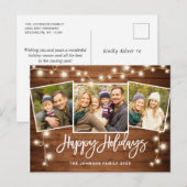 Moderne kerstfeestdag met 3 foto's briefkaart (Voorkant / Achterkant)