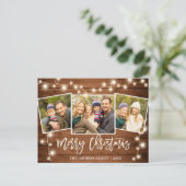 Moderne kerstfeestdag met 3 foto's briefkaart (Staand voorkant)