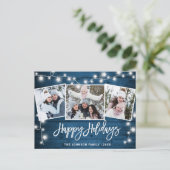 Moderne kerstfeestdag met 3 foto's briefkaart (Staand voorkant)