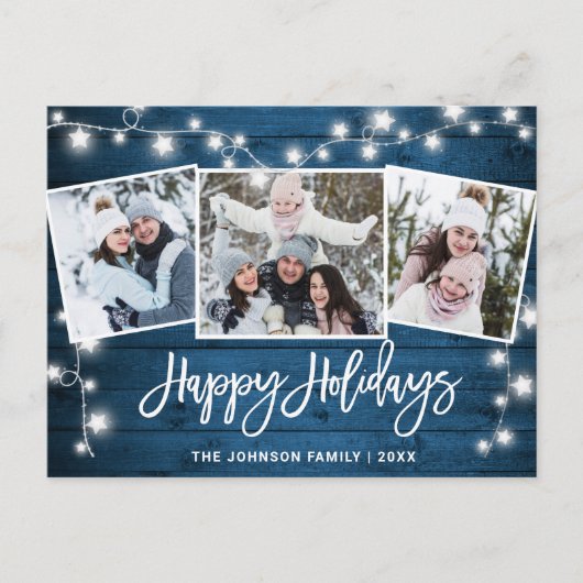 Moderne kerstfeestdag met 3 foto's briefkaart (Voorkant)