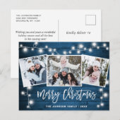 Moderne kerstfeestdag met 3 foto's briefkaart (Voorkant / Achterkant)