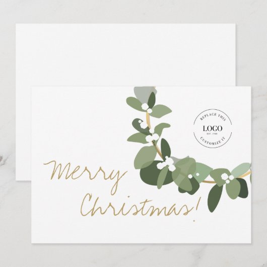 Moderne kerstfeestdag met feestdag feestdagenkaart (Voorkant / Achterkant)