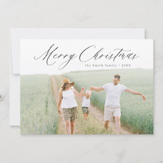 Moderne kerstfeestdag met feestdag voor vrolijk ke feestdagenkaart (Voorkant)