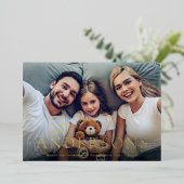 Moderne kerstfeestdag met feestdag voor vrolijk ke folie uitnodiging (Staand Voorkant)