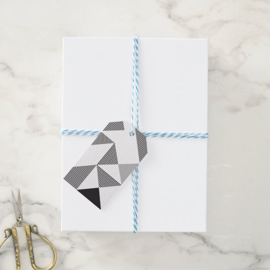 Moderne kerstfeestdag met geometrisch patroon cadeaulabel (Met Touw)