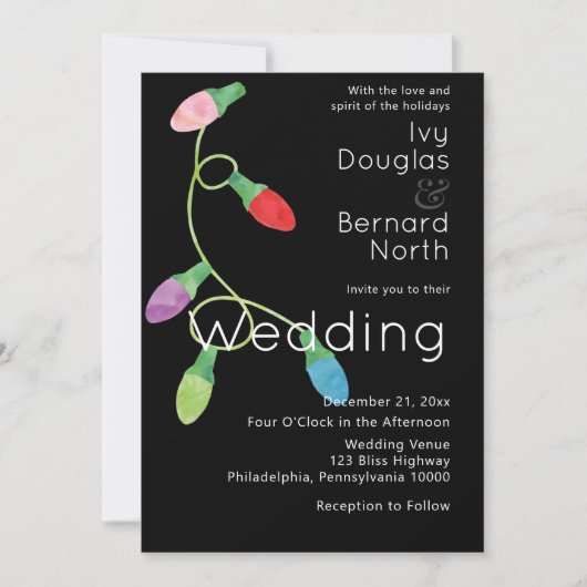 Moderne kerstfeestdag met kerstverlichting aankondiging (Voorkant)