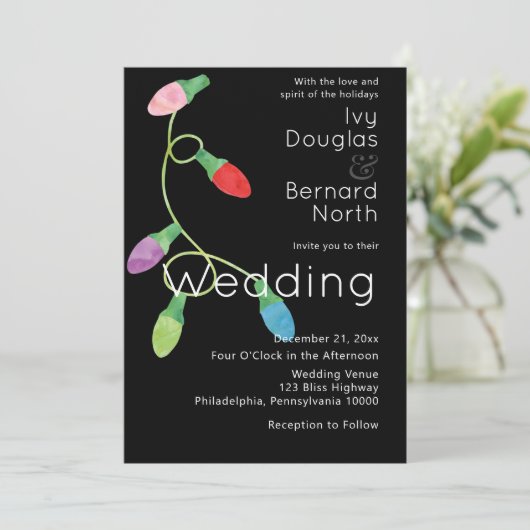 Moderne kerstfeestdag met kerstverlichting aankondiging (Staand voorkant)