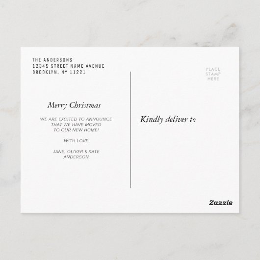 moderne kerstfeestdag met ontroerende aankondiging briefkaart (Achterkant)