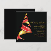 Moderne kerstfeestdag met rode en gouden bomen kaart (Voorkant / Achterkant)