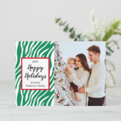 Moderne kerstfeestdag met Zebra Stripe op maat Feestdagenkaart (Staand voorkant)
