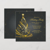 Moderne kerstfeestdag met zwarte & gouden feestdag kaart (Voorkant / Achterkant)