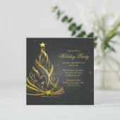 Moderne kerstfeestdag met zwarte & gouden feestdag kaart (Staand voorkant)