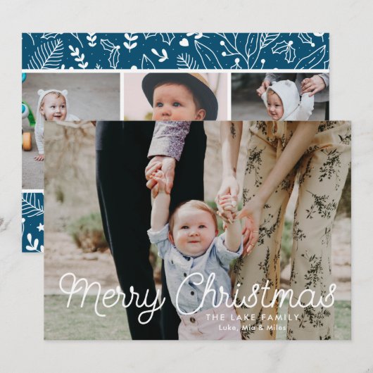 Moderne kerstfeestdag op basis van prettige feestd feestdagenkaart (Voorkant / Achterkant)