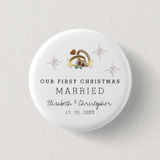 Moderne kerstfeestdag ronde button 3,2 cm (Voorkant)