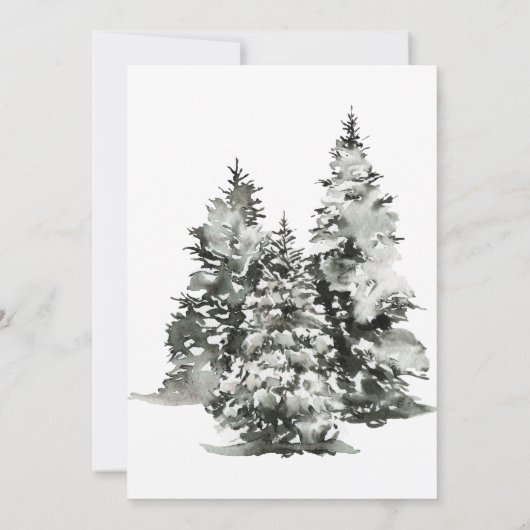 Moderne kerstfeestdag - snowy kerstboom kaart (Achterkant)