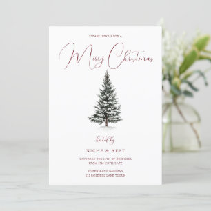 Moderne kerstfeestdag - snowy kerstboom kaart