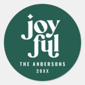 Moderne kerstfeestdag voor groene fotografie ronde sticker (Voorkant)