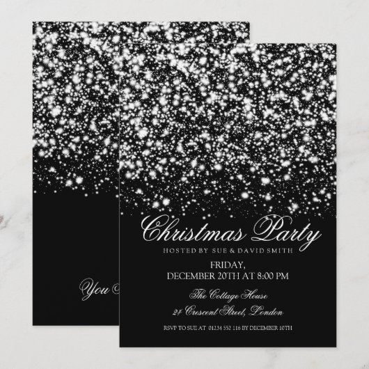 Moderne kerstfeestdag zilver Midnight Glam Kaart (Voorkant / Achterkant)