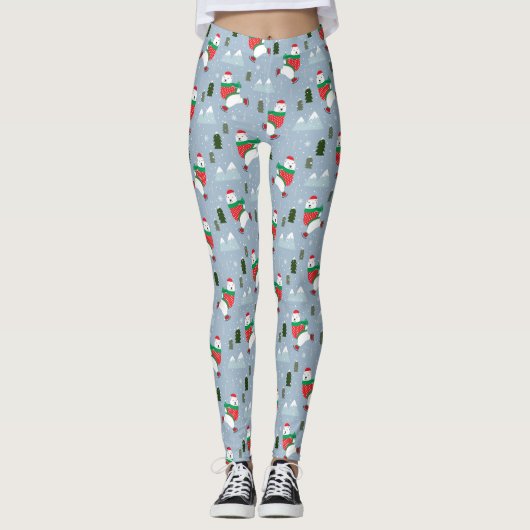 Moderne kerstFeestdagen Beer Leggings (Voorkant)
