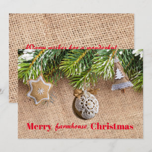 Moderne kerstfeestdagen, bijtende burlap feestdagenkaart