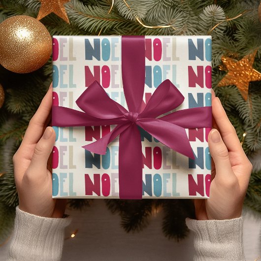 Moderne kerstFeestdagen met noel Festive Word Art Cadeaupapier