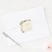 Moderne kerstfeestelijke crème Dank je huwelijk Vierkante Sticker (Envelop)