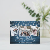 Moderne kerstfeestelijke feestdag met 3 flitsen feestdagenkaart (Staand voorkant)