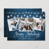 Moderne kerstfeestelijke feestdag met 3 flitsen feestdagenkaart (Voorkant / Achterkant)