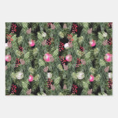 Moderne kerstfeestelijke Florale patronen Inpakpapier Vel (Voorkant 3)