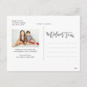 Moderne kerstfeestelijke foto in penseelscript feestdagenkaart (Achterkant)