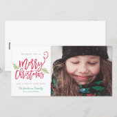 Moderne kerstfeestelijke foto in penseelscript feestdagenkaart (Voorkant / Achterkant)