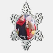 Moderne kerstfeestelijke fotoornament SF Tin Sneeuwvlok Ornament (Rechts)