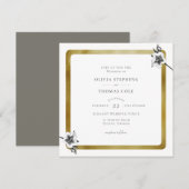 Moderne kerstfeestelijke Rozen met gouden Kerstmis Kaart (Voorkant / Achterkant)